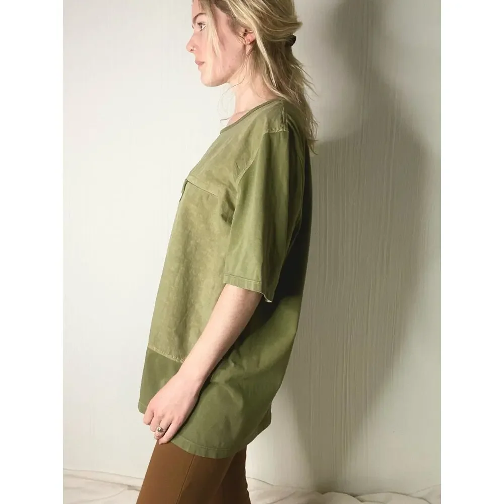 FOLK Moss Green Cotton Linen T Shirt US 5/XL - Picture 6 of 13